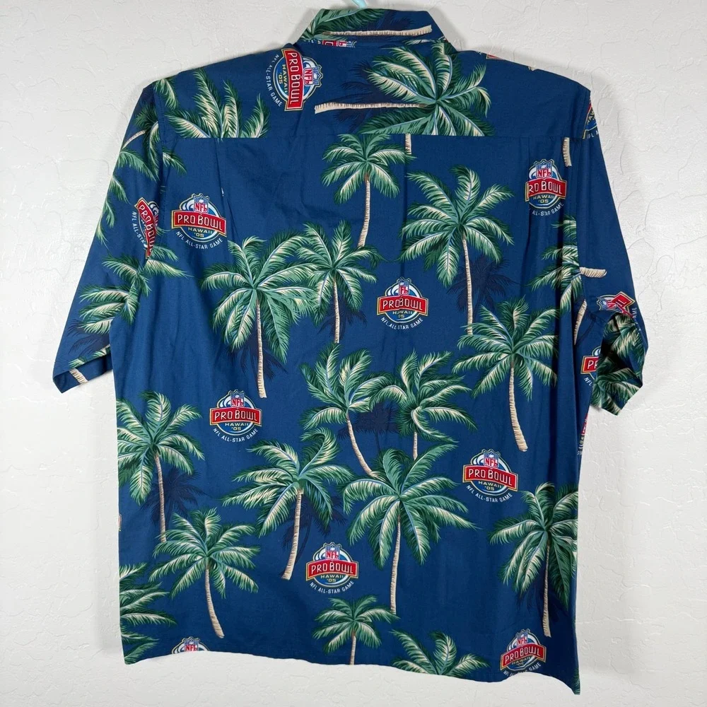 Reyn Spooner Shirt Mens Large Blue Hawaiian Camp Pro Bowl 2005 Hawaii‎ Palms